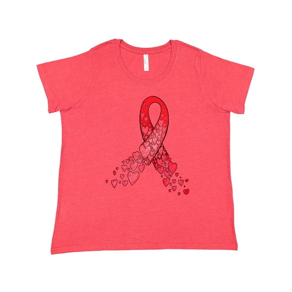 Inktastic Heart Health Awareness Red Ribbon Made of Hearts Women's Plus Size T-Shirt