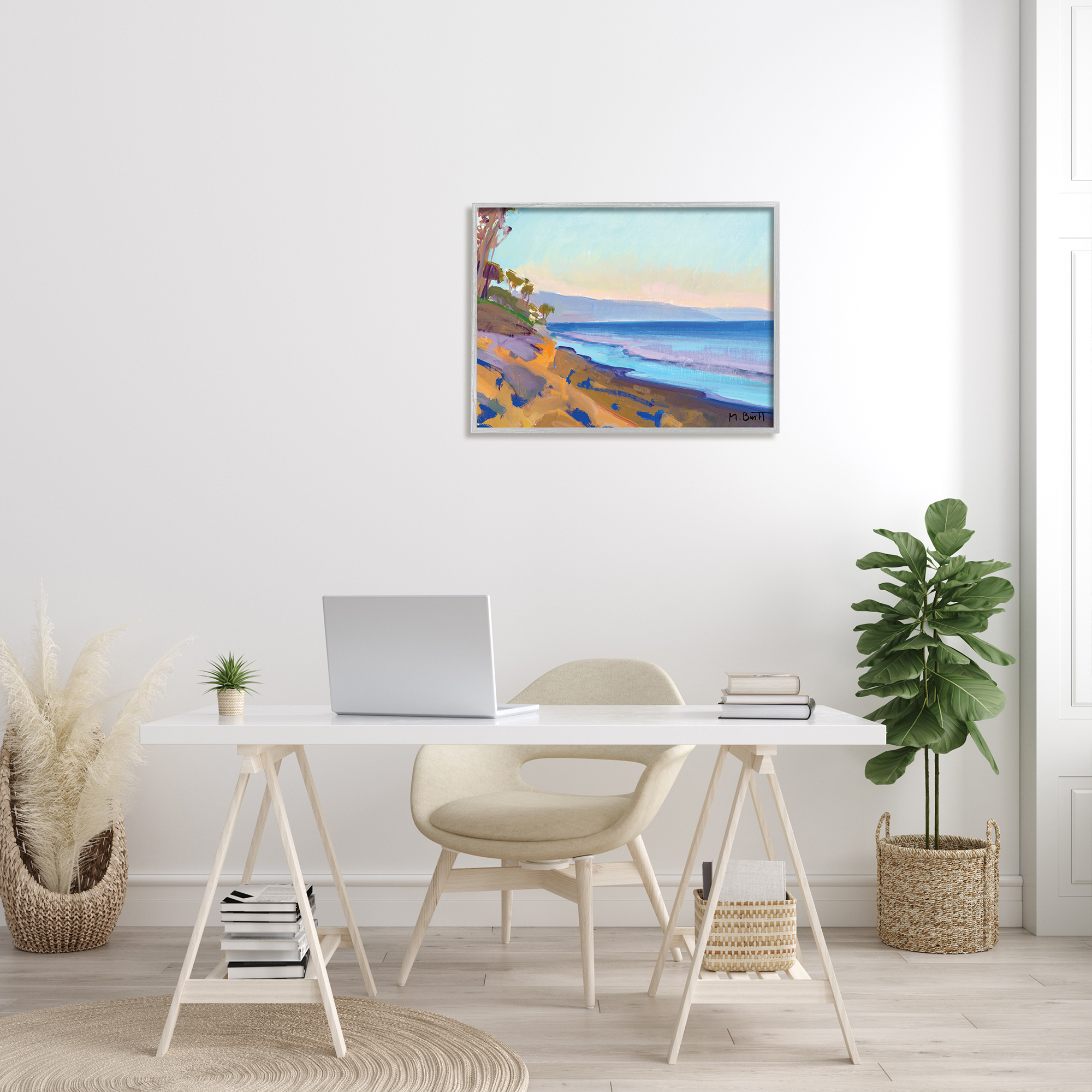 Stupell Industries Tropical Sunrise Beach Scene Purple Blue Waters, 24 x 30, Designed by Marcia Burtt