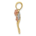 thumbnail image 2 of FJC Finejewelers 10k Two-tone Gold Heart with Pink Flowers White Leaves Polish Tri-c Charm, 2 of 6