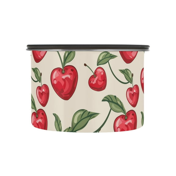 Cherry Love Heart Airtight Coffee Bean Canister 17oz Food Storage Containers with Lids For Gournd, Tea, Sugar, Flour, Rice, Cereal, Candy Cookie Jar