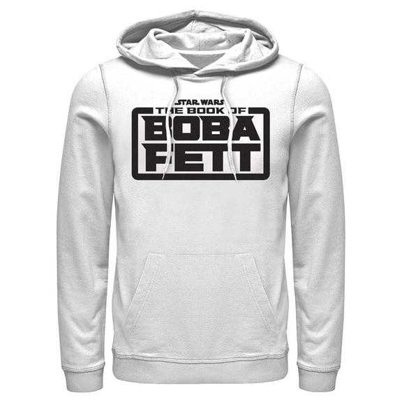 Men's Star Wars: The Book of Boba Fett Black Logo Pull Over Hoodie White Small