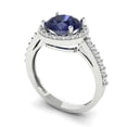 thumbnail image 2 of 1.86 ct Round Cut Simulated Blue Sapphire with Simulated Diamond Halo Accents 14K White Gold Womens Engagement Ring, 2 of 5