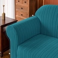 thumbnail image 4 of 1-Piece Stretch Sofa Slipcover with Stripes Pattern Striped Jacquard Couch Covers Washable Furniture Protector (Medium, Blue), 4 of 6