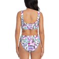 thumbnail image 3 of Kdxio Eiffel Tower and Hearts Print Women's 2 Piece High Waisted Wrap Spaghetti Strap Summer Swimsuit Bikini Set-Small, 3 of 7