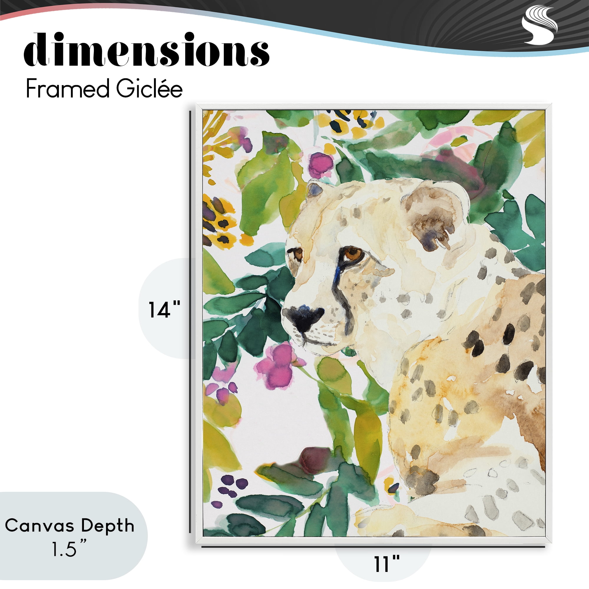 Stupell Industries Garden Plants Leopard White Framed Giclee Art, design by Lanie Loreth
