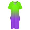 thumbnail image 4 of Vestido de novia con bolsillos sueltos, degradado en tonos morado neón y verde neón, vestidos de novia para fiestas, vestidos largos con velo, 4 of 7