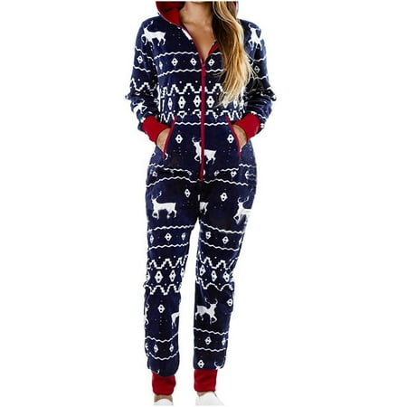 

Tfalo Lingerie For Women Pajamas For Women Women S Fashion Casual Hooded Pajamas Print Christmas Romper Homewear