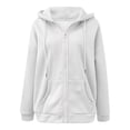 thumbnail image 4 of Ketyyh-chn99 Oversized Zip Up Hoodie for Women Baggy Loose Basic Zipper Hooded Sweatshirt Coat Y2K Jacket(White,2XL), 4 of 5