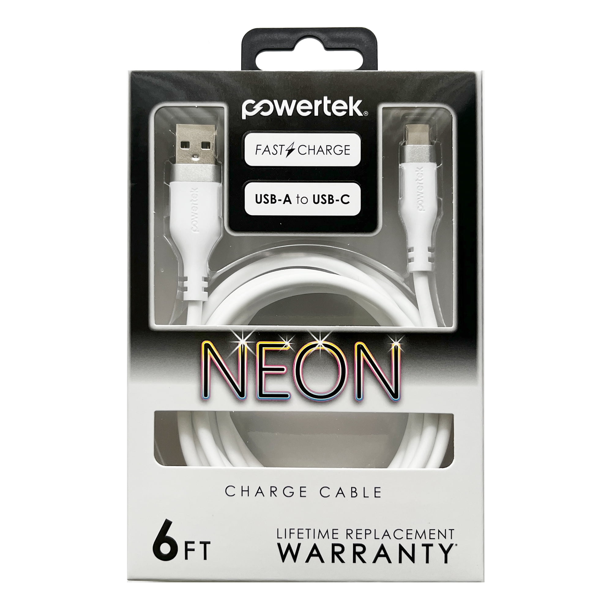 Liquipel Powertek Neon USB-A to USB-C - White
