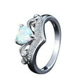 Fashion Women's Silver Ring Oval Cut Fire Opal Diamond Band Rings