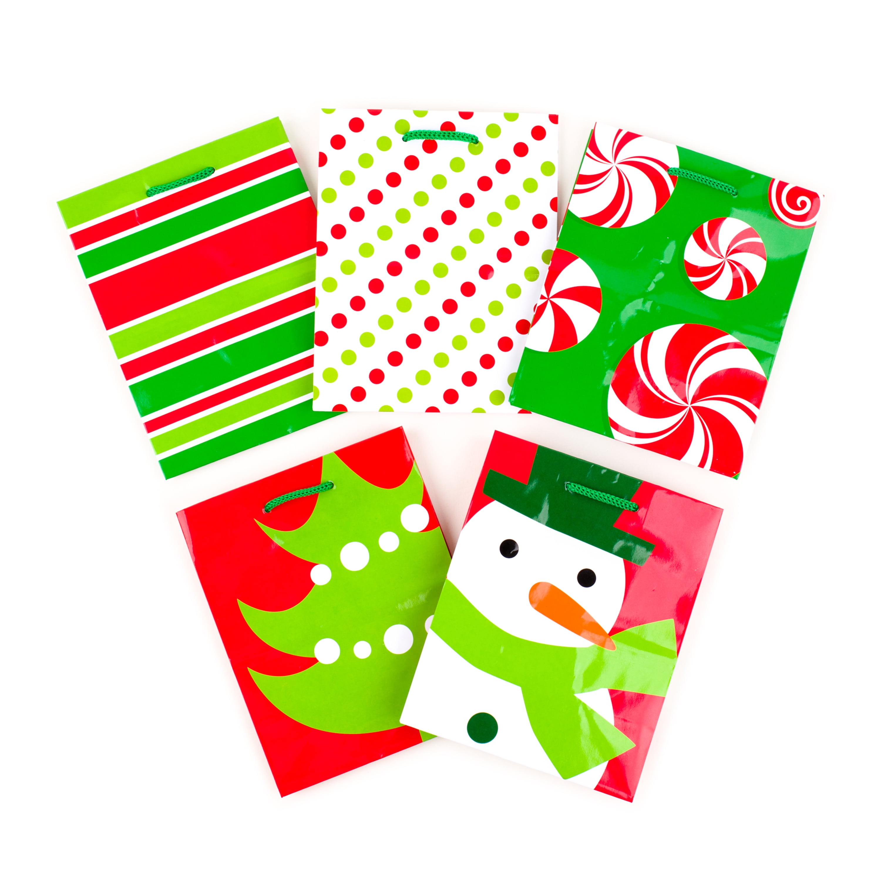 Hallmark Small Holiday Gift Bags, Red & Green Icons (Pack of 5