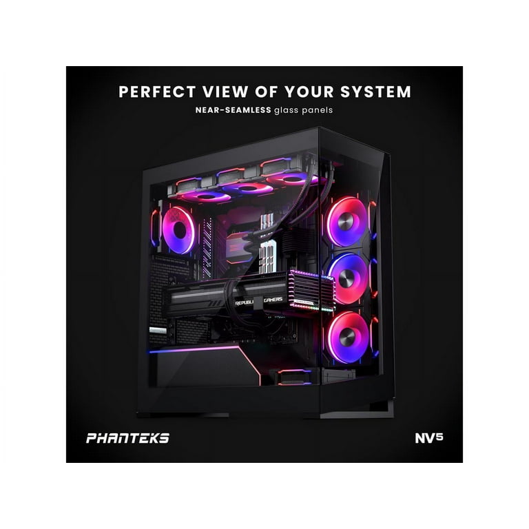 Phanteks NV5, Showcase Mid-Tower Chassis, High Airflow Performance,  Integrated D/A-RGB Lighting, Seamless Tempered Glass Design, 8 Fan  Positions, Black 