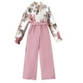 thumbnail image 3 of Hwmodou Toddler Girl Clothes Sets Girls Floral Print Long Sleeve Lace Up Wide Leg Solid Color Pants Casual Fashion Suit Everyday Wear, 3 of 8