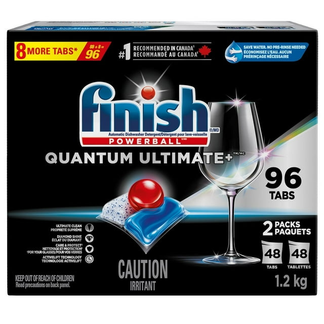Finish Quantum Ultimate+ Détergent pour Lave-Vaisselle, 96 Tablettes
