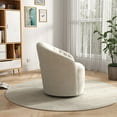 thumbnail image 4 of SEYNAR Modern 360 Degree Swivel Accent Chair Set of 2, Velvet Upholstered Barrel Armchair with Button Tufted Back, Vanity Chair for Living Room(Beige), 4 of 14
