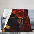 thumbnail image 1 of DouZhe Ultra-Soft Micro Fleece Lightweight Flannel Bed Blanket, Colorful Floral Skull Bones Print Cozy Warm Throw Blankets, 60"x50", 1 of 7