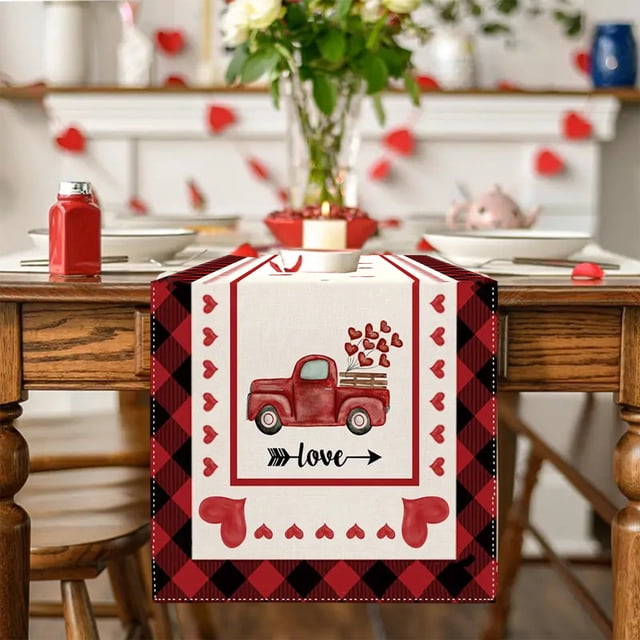 RKSTN Valentine's Day Tablecloth Dining Room Kitchen Table Decor Runner C