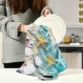thumbnail image 3 of Summer Beach Sea Water Tea Towels Set of 6 Starfish Kitchen Dish Cloth with Hanging Loop, 18"x28"Lint-Free Absorbent Towel for Kitchen Drying Wiping and Cleaning, 3 of 7