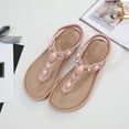 thumbnail image 4 of FAMITION Summer Braided Flats Sandals for Women Casual Bohemian Beach Elastic T-Strap Thong Flip Flops Shoes, 4 of 6