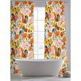 thumbnail image 5 of Watercolor Floral Sheer Curtains 96 Inch Length 2 Panels Set Window Treatments, Spring Poppy Daisy Flowers Botanical Beige Rod Pocket Semi Curtains for Living Room/Bedroom/Kitchen, 104"W x 96"L, 5 of 7