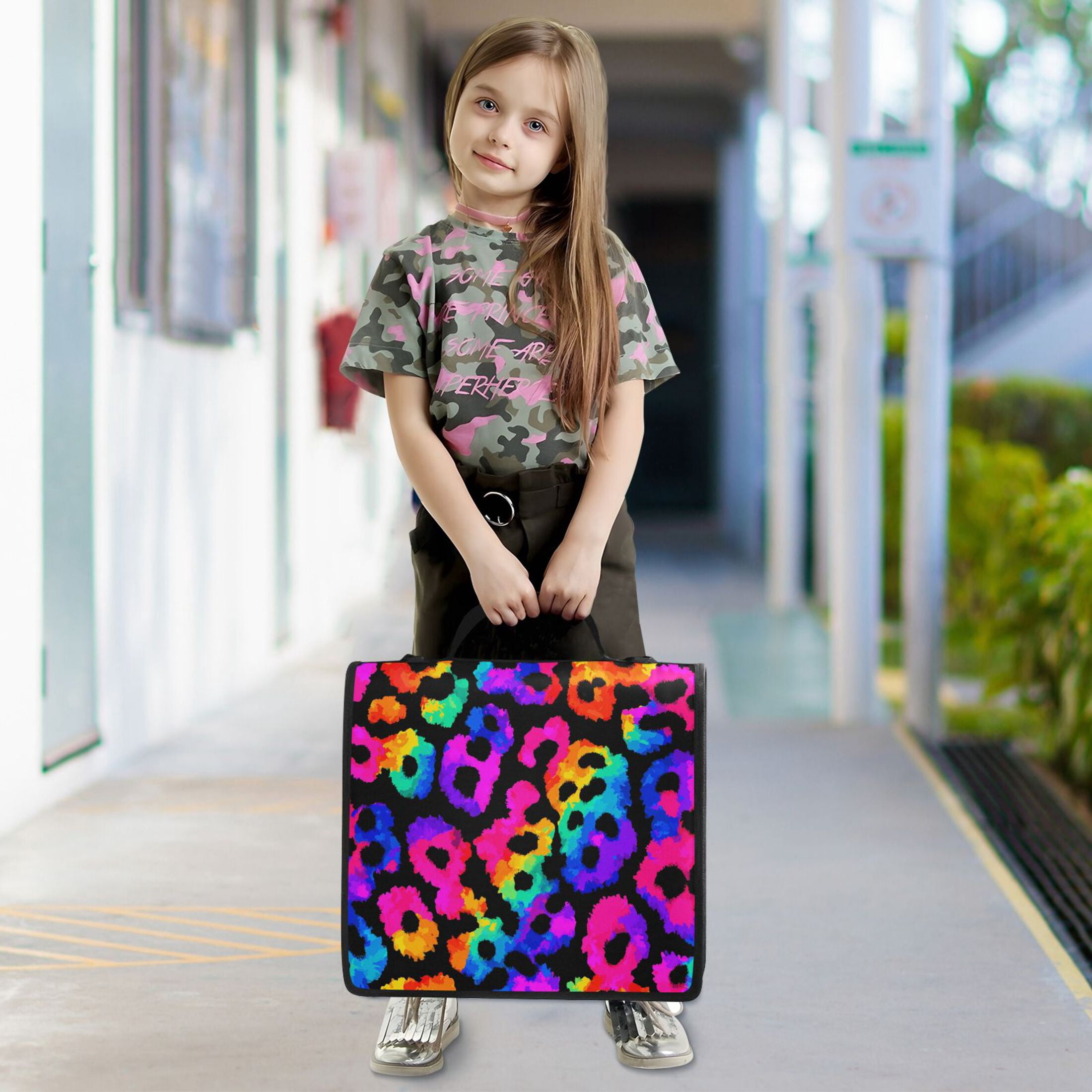 Zipper Binder Leopard 1.5 Inch Binder Folder Bag with Shoulder Strap and Handle