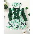 thumbnail image 4 of Gupgi 0-12M Infant Girl Irish Festivals Outfits Ribbed Long Sleeve Romper with Shamrock Suspender Skirt and Headband, 4 of 9