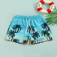 thumbnail image 2 of FNNMNNR Children‘s Casual Beach Shorts Summer Boys Fashion Printing Drawstring Waist Swim Trunks, 2 of 7