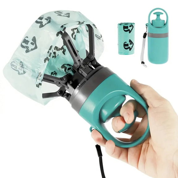 Dog Pooper Scooper, Portable No Touch Poop Scooper for Small Medium Large Dogs, Extended Handle Dog Waste Pick-up Cleaner with Bag Attachment and Leak-Proof Waste Storage Container