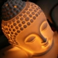 thumbnail image 2 of NUAHRHY Buddha Head Ceramic Aromatherapy Oil Burner Essential Oil Diffuser Tealight Candle Holders Buddha Ornament for Yoga Spa Home Bedroom Decoration Gift (White), 2 of 9