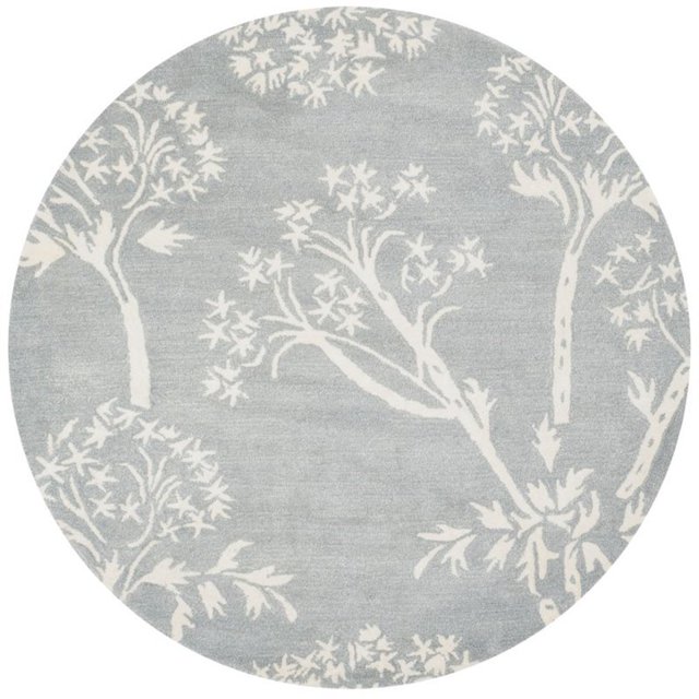 Safavieh Bella Collection BEL131A Handmade Light Blue and Ivory Premium Wool Round Area Rug (5' Diameter)