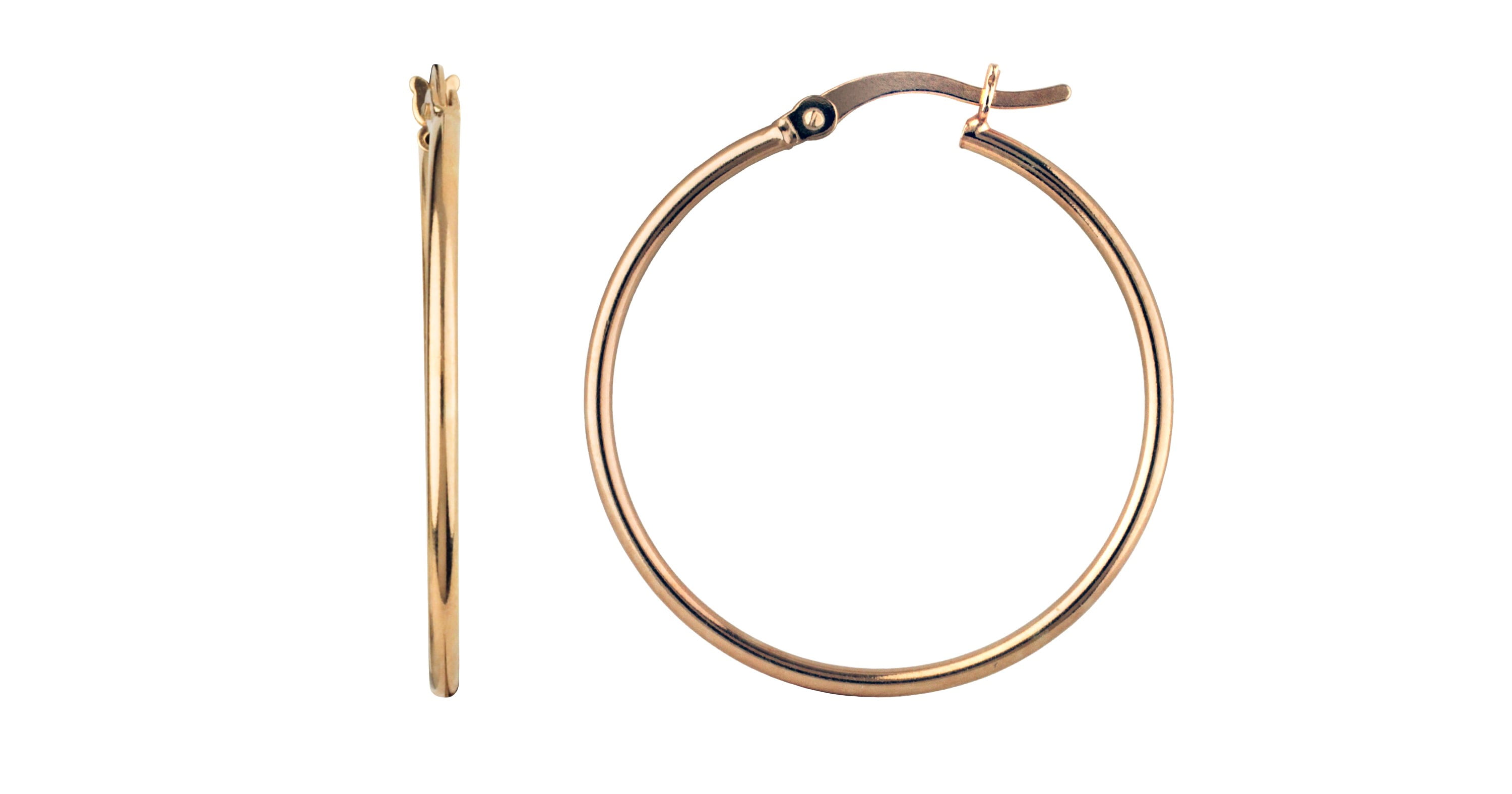 Brilliance Fine Jewelry Women's Sterling Silver and 14KT Rose Gold Plated Hoop Earrings 30MM