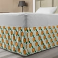 thumbnail image 1 of Fruit Bed Skirt, Hand Drawn Dotted Oranges Images Along Small Green Leaves in Diagonal Design, Elastic Bedskirt Dust Ruffle Wrap Around for Bedding Decor, 4 Sizes, Orange and Green, by Ambesonne, 1 of 2
