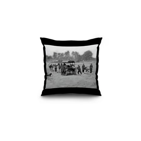Soldiers Running Ambulance Drill Civil War Photograph (16x16 Spun Polyester Pillow, Black