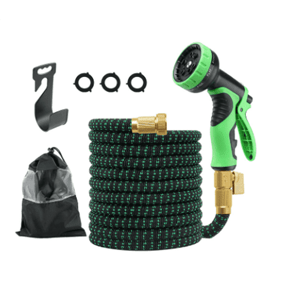 100 ft Garden Hose That Won't Kink, Lightweight Flexible Water Hose with Solid Brass Fittings, Easy to Coil and Store for Lawn and Garden