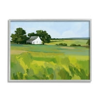Stupell Rural Barn Abstract Scenery Landscape Painting Gray Framed Art Print Wall Art