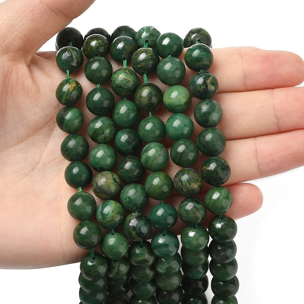 Natural African Jade Beads Strands Round Grade A Green 10mm Hole: 1mm about 37pcs/strand 15.3 inch