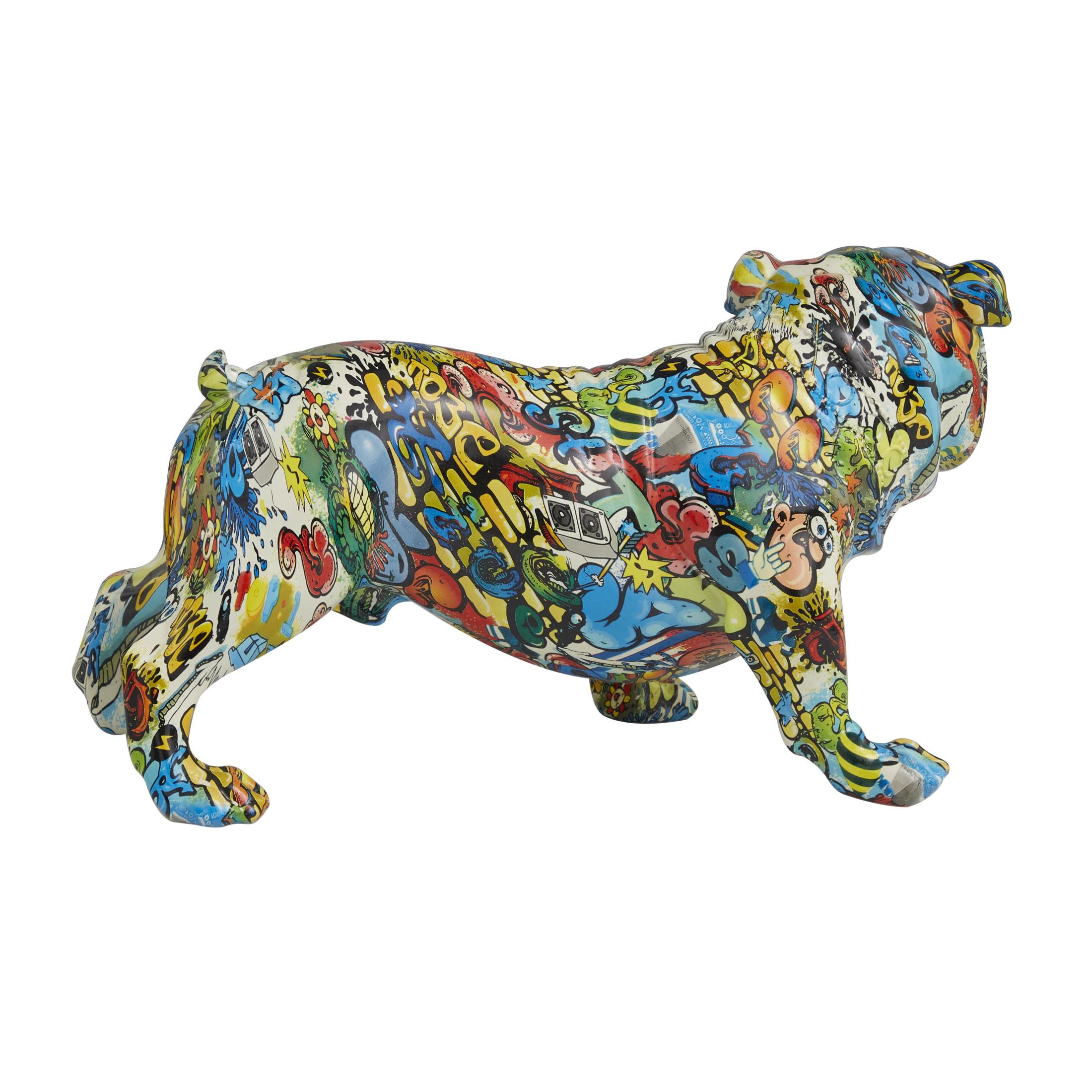 15" x 8" Multi Colored Resin Bulldog Sculpture, by DecMode