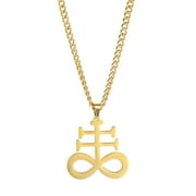 TEAMER Stainless Steel Satanic Leviathan Cross Necklace Baphomet Pendant Amulet Occult Jewelry