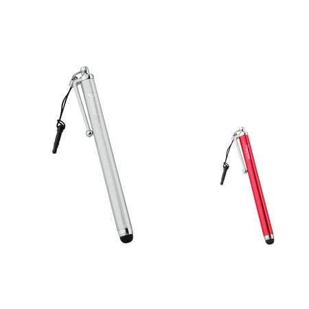 Insten Silver & Red Stylus For Amazon Kindle Fire / Samsung Galaxy Tab / Surface Pro / iPad Air 1 2 Mini 3 iPhone 6 (Best Stylus For Drawing On Kindle Fire)