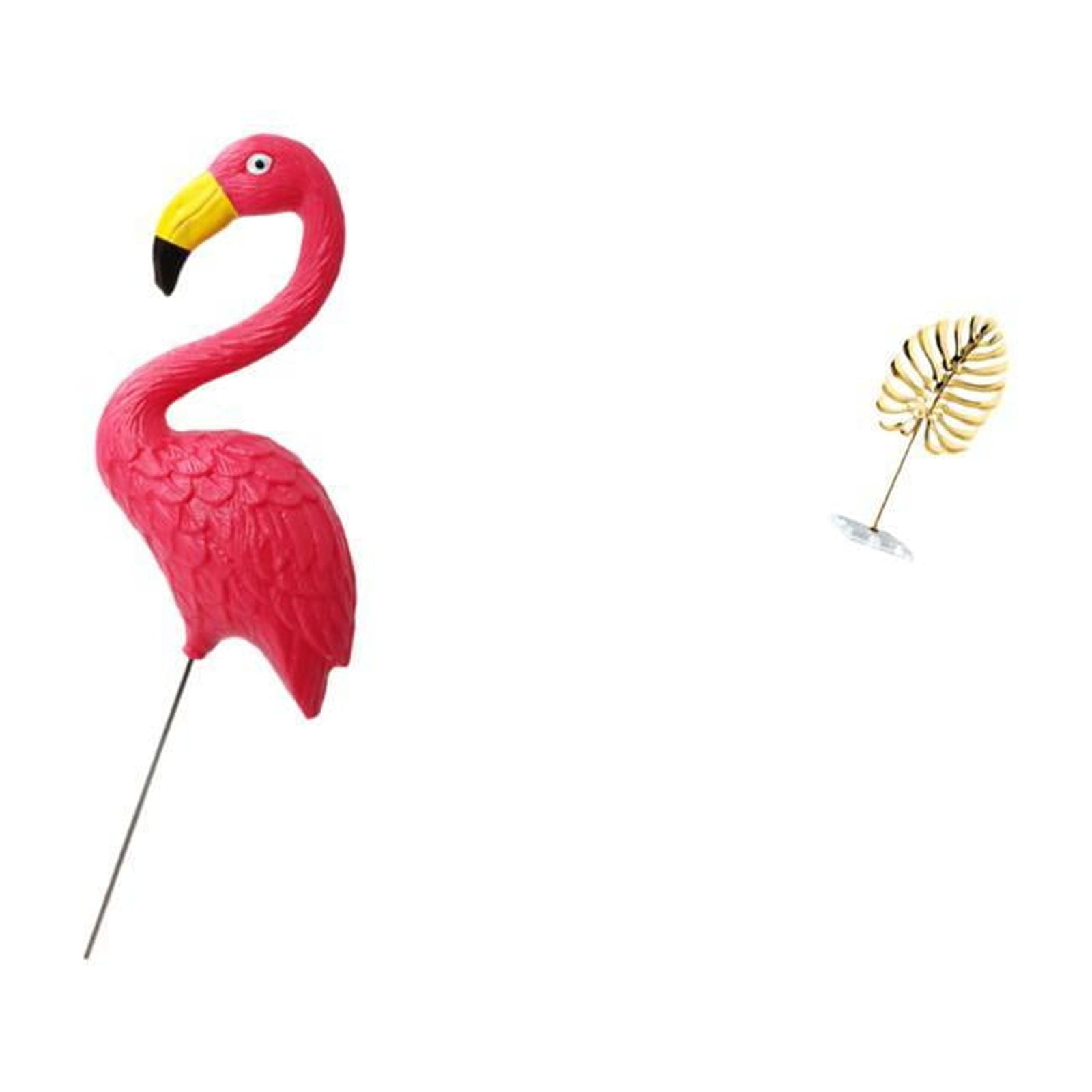 simhoa Flamingo Leaf Garden Sculpture Figurine Ornament for Spring Holiday Yard Art Abstract Metal Statue Home Bookshelf Bar Decoration Fairy Accessories