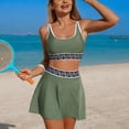 thumbnail image 2 of GEWSEY Womens High Waisted Bikini Sets Two Piece Tummy Control Swim Skirt Color Block Skirted Swimsuit 2026 (Army Green, M), 2 of 6