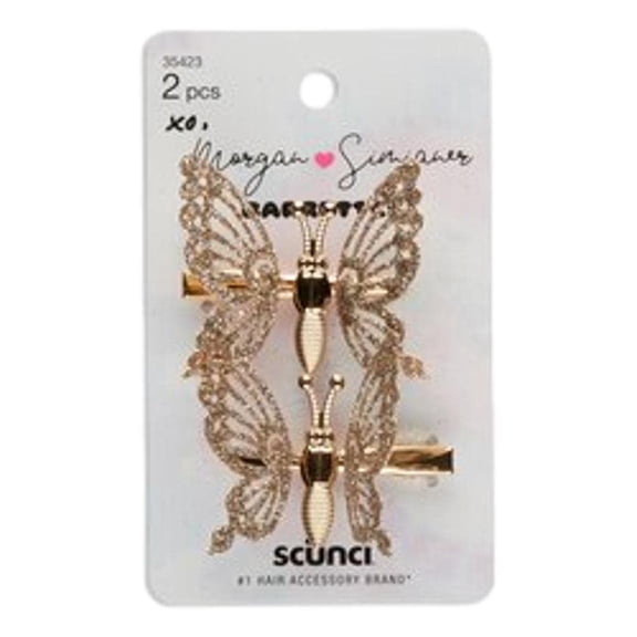 Morgan Simianer Xo Scunci Hair Clips (Gold Butterfly Jaw Clips)