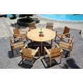 thumbnail image 5 of Grade-A Teak Dining Set: 8 Seater 9 Pc: 60" Round Table And 8 Clipper Stacking Arm Chairs Outdoor Patio WholesaleTeak #51CP1209, 5 of 5