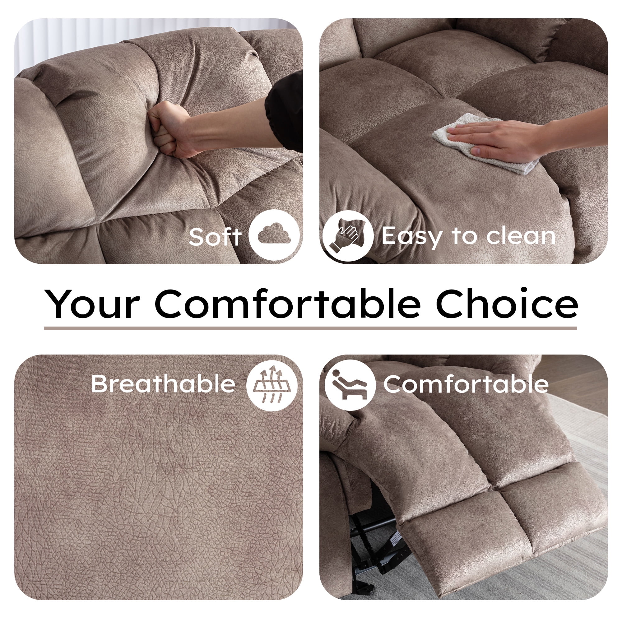 CANMOV Fabric Recliner, Camel