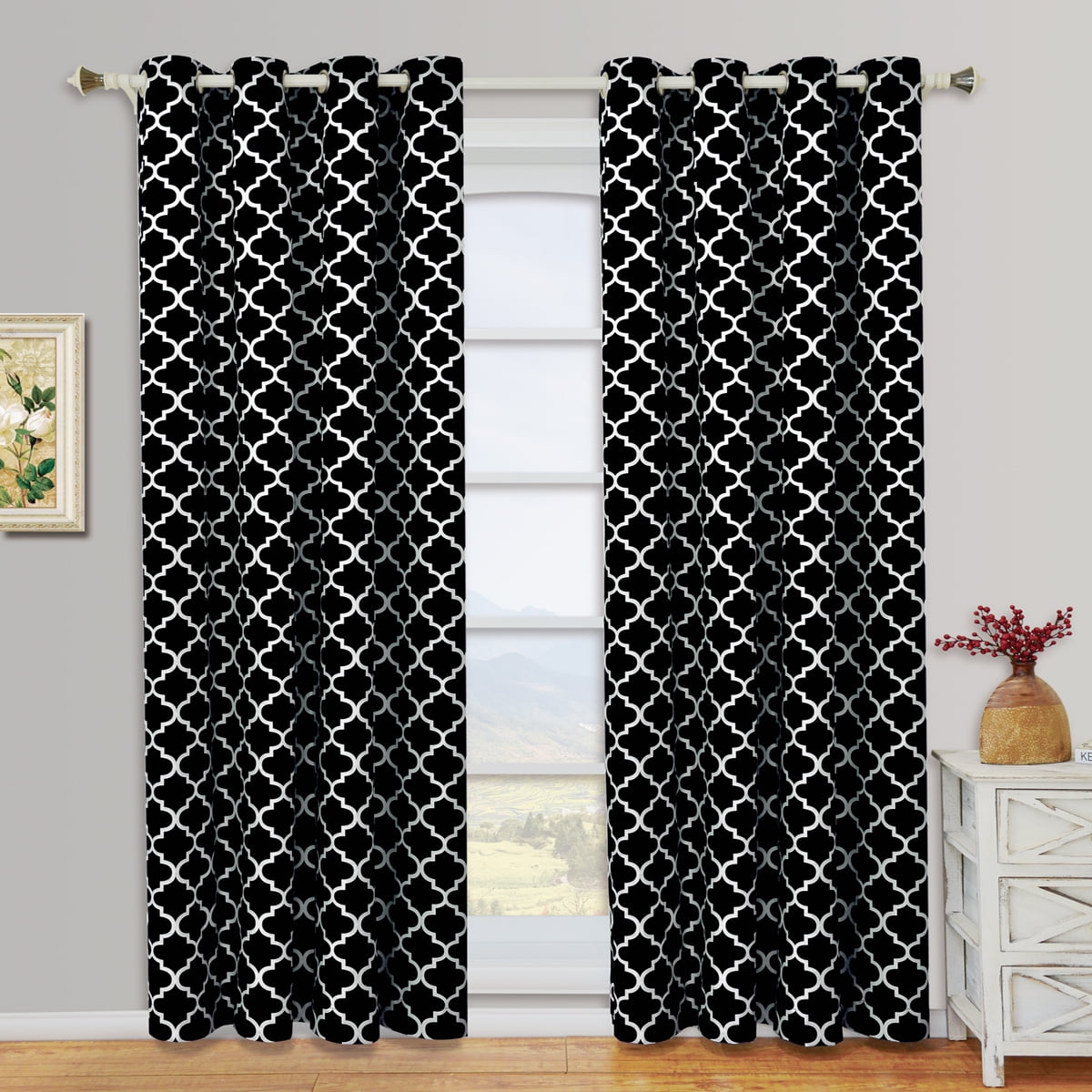 ALL SIZES Set of 2 Meridian Design Thermal Insulated BLACKOUT Curtains Panels 