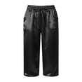 thumbnail image 4 of Aihuaihua Womens Satin Capri Pants Summer Wide Leg Pants Casual High Waist Elastic Cropped Trousers Beach Vacation Clothes Dark Gray XXL, 4 of 5