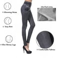 thumbnail image 4 of Lovebay Women's Tummy Control Denim Fake Jeans Seamless Fleece Lined Full Length Leggings with Pockets Black 3XL, 4 of 11