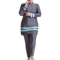thumbnail image 2 of Women Oversized Swimsuit Conservative Swimsuit Long Sleeve Trousers Swim Cap Three Piece Swimsuit, 2 of 8