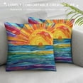 thumbnail image 3 of Orinice ocean waves sunset Graphic Decorative Men Women Room Cushion Throw Pillow Cover for Home Couch Living Room Bed Sofa 12x12in, 3 of 5