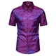 thumbnail image 1 of Camisas de Manga Corta para Hombre Color Formal de Impresión Turndown Cuello Blusa Casual, Camisas de Agua para Hombres, 1 of 9
